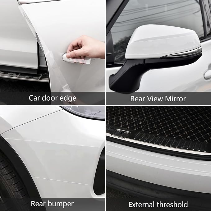 Car Door Edge Guards Door Sill Protector, 1.2In x 33Ft 5D Carbon Fiber Car Wrap Film, Vinyl Automotive Wrap Film Anti-Collision Fits for Most Car(Transparent)