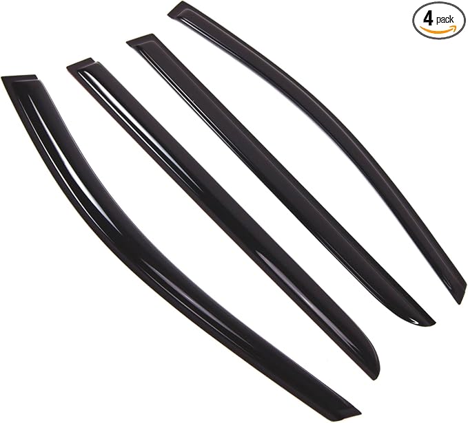 Outside Mount Window Vent Visors Rain Guards | Side Window Wind Deflectors Rain Shields | Smoke Tinted, 4 Pcs Set, DGWV-237