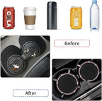 4 Pack Car Coasters, Universal Vehicle Bling Car Coaster, Cute Rhinestone Coaster for Cup Holders,Interior Accessories 2.75'' Silicone Anti Slip Car Coasters for Women (Pink Crystal Circle)