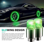 6 PCS LED Tire Valve Stem Cap Lights, 360 Degree Visibility Rotating Flash, Waterproof Wheel Lights for Trucks, Cars, SUVs (Green)