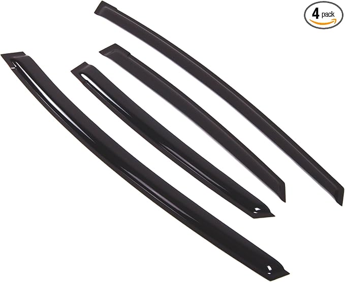 Outside Mount Window Vent Visors Rain Guards Compatible with Toyota Prius 2010-2015 | Side Window Wind Deflectors Rain Shields | Black Tinted, 4 Pcs Set, BGWV-437