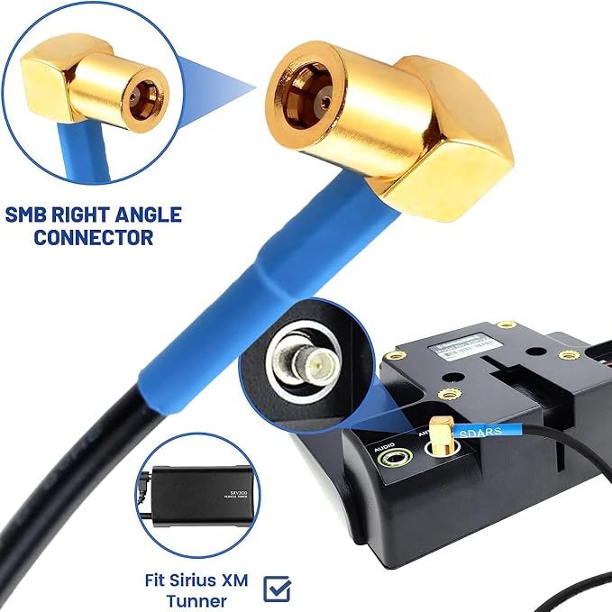 Sirius XM Satellite Radio Antenna, Mirror Tubular Mount Aerial with SMB Connector 21ft Extension Wire for Semi Truck RV Trailer Car Vehicle, High Gain Sirius XM Stereo Receiver Tuner Antenna