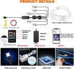 Car LED Lights, Interior Car Lights with Wireless APP/RF Remote/Button Control, Car Ambient Lighting Kit with 236" Integrated Molding Fiber Optic RGB Sync to Music (USB)