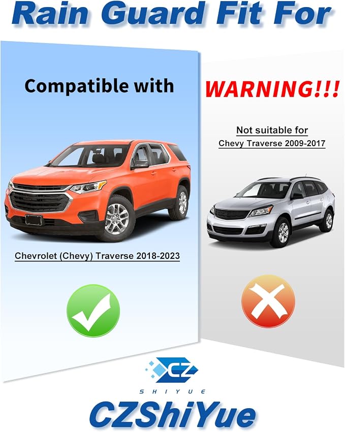 in-Channel Rain Guards Fit for Chevy Traverse 2018-2023 Window Rain Guard Extra Durable Window Deflectors Visor Window Vent Visors Vent Shades Exterior Car Accessories
