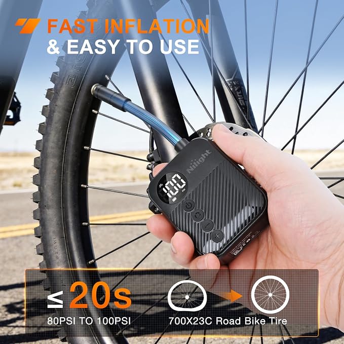 Mini Bike Pump with Gauge Fast Inflate Tiny Bicycle Air Pump Portable Air Inflator 150PSI with Presta and Schrader Valve for Road Mountain Bike E-Bike Motorcycle Ball
