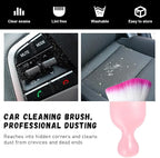 2 PCS Car Detailing Brush, Curved Soft Bristles Auto Removal Dust Collectors, Universal Vehicle Dashboard, Air Conditioner Vents etc Interior Cleaning Tool Accessories (Pink/White/Red)