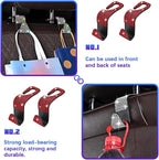 Bling Car Seat Headrest Hooks, 4PCS Crystal Rhinestone Vehicle Back Seat Hanger Holder for Handbags Purses Coats, Automotive Headrest Storage Organizer, Universal for RV SUV Truck (Red)