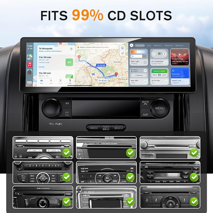 CD Slot Mount for CarPlay Screen 360° Rotation Tool-Free Installation Sturdy and Secure Compatible with in-Car Monitors CD Slot CarPlay Mount