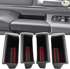 for Ram 1500 Door Side Organizer Tray 2019 2020 2021 2022 2023 2024 2025 2026, for Ram 1500 Door Pocket Insert 4 Pcs with Red-Lines Mats (Does not fit 2500 3500)