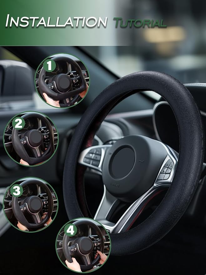 Car Steering Wheel Cover, Non-Slip Silicone Material, Multiple Color Choices, Universal Auto Parts Steering Wheel Cover, Suitable for Most Cars (Black)
