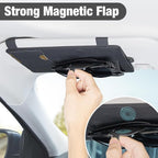 Sun Visor Extender for Car, Sun Blocker with Magnetic Sunglass Holder Hanger Clip, Ticket Card Organization Pouches, Side Sunshade Visor Organizer Accessories, Black