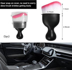 Car Detailing Brush, Curved Soft Bristles Auto Removal Dust Collectors, Universal Vehicle Dashboard, Air Conditioner Vents etc Interior Cleaning Tool Accessories (White/Red)