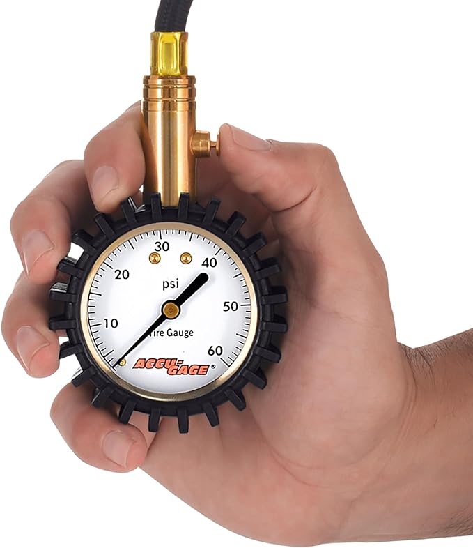RRA60X Professional Tire Pressure Gauge with Protective Rubber Guard (60 PSI)