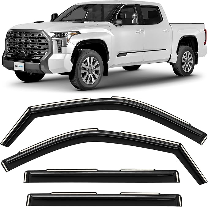 in-Channel Incredibly Durable Rain Guards Compatible with Toyota Tundra 2022-2026 CrewMax, Original Window Deflectors, Vent Window Visors, Vent Deflector, 4 pcs. - 619019