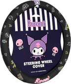 Sanrio Hello Kitty and Friends Kuromi Black Car Steering Wheel Cover, Universal Fit Cute Accessories for Women Stylish Decor Gifts Hello Kitty Accessories - Fits Standard Wheels 14.5"-15"