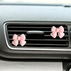 6 pcs Pink Bow Car Air Vent Clips Coquette Cute Girly Car Decor Accessories Interior Aesthetic Decorations Charm Stuff for Women Girl