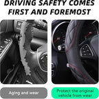 15 Inch Car Leather Steering Wheel Cover, Automotive Accessories Elastic Breathable Anti-Slip Soft Wheel Protector Fits Men and Women, Suitable for SUVs, Trucks, Vehicles and RVs (Black)