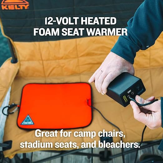 Backside 12-Volt Powered Heated Seat Pad, Regular, Orange/Blue