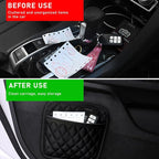 2PCS Car Side Pocket Organizer, Leather Auto Seat Storage Bag for Cell Phone Sunglasses, Waterproof Document Holder Tray Pouch for Vehicle Seat Gap Filler, Car Accessories (Small)