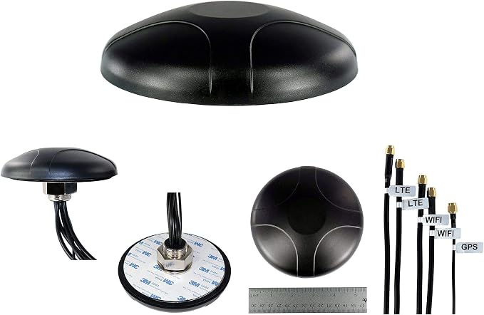 5-in-1 Professional Low-Profile MIMO LTE + Wi-Fi + GPS Screw Mount Combination Vehicle Antenna Compatible with Cradlepoint, Digi, Peplink and Other Modems/Routers (ANT-500-221)