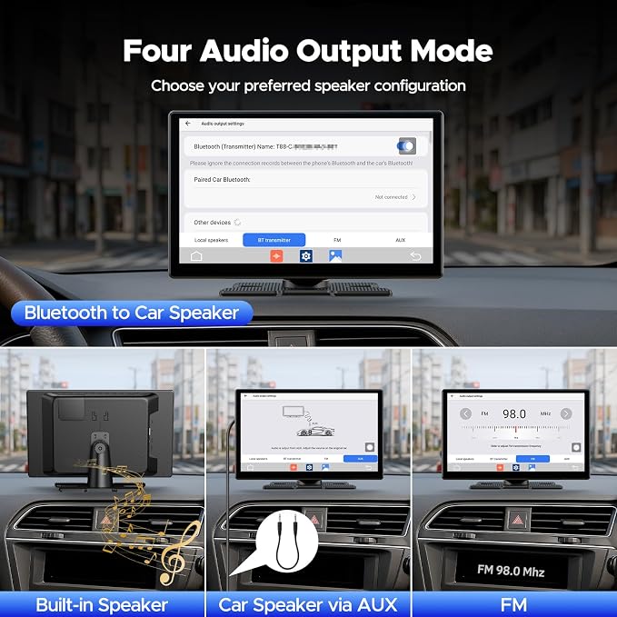9'' Carplay Screen with Net-Flix YouTube and 1080P Backup Camera Upgraded Android Auto Screen Portable AI Magic Video Box Built-in Apps Voice Control Car GPS for iOS 10+ Android 11+