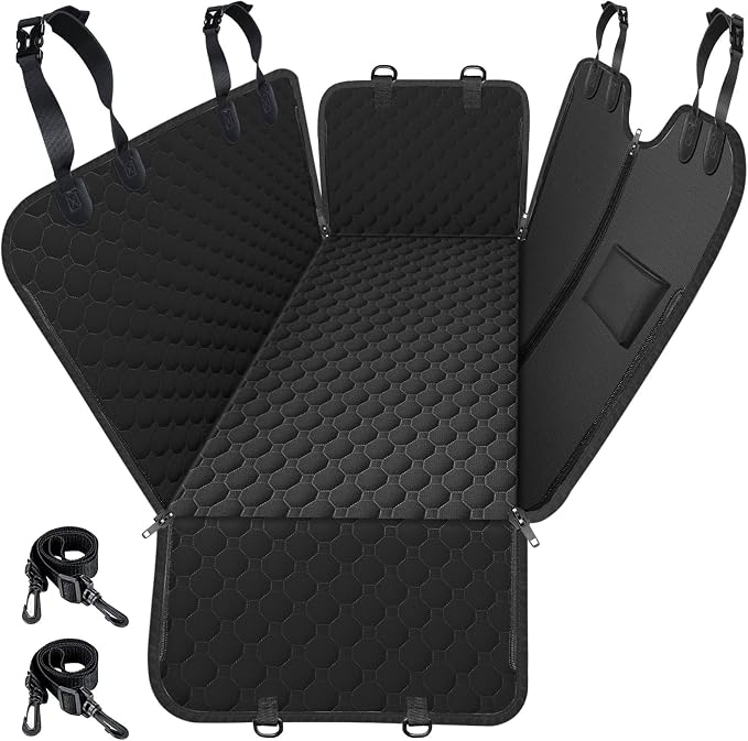 Dog Hammock for Car, 2026 Upgraded 600D Heavy Duty Waterproof & Scratch-Resistant Dog Car Seat Cover, Back Seat Pet Cover for Dogs with Sedan, Trucks and SUVs, Standard, Black All