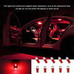 10 PCS Car Interior LED Light Bulb, T10 5050 5SMD LED Car Bulb Kit, Super Bright Automotive Led Replacement Bulbs for Dashboard Dome Map Door Courtesy License Plate Lights (Red)