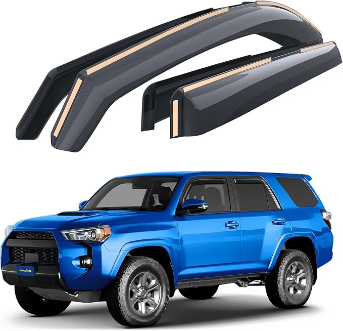 Goodyear Shatterproof in-Channel Window Deflectors for Toyota 4Runner 2010-2024, Rain Guards, Window Visors for Cars, Vent Deflector, Car Accessories, 4 pcs - GY003422LP