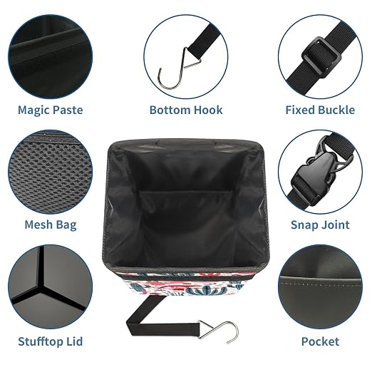 Car Trash Can – Lightweight and Portable with Durable Water-Resistant Coating, No Installation Required, Practical and Ample Capacity,Car Accessories Interior Car Organizer. Cactus