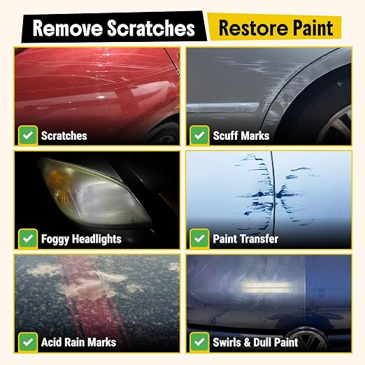 Scratch and Swirl Remover - Car Scratch Remover for Vehicles Paint - Polishing Compound for Cars - Paint Restorer Kit with Pad, Microfiber and Sanding Block