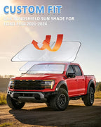 Sun Shade for F150 Windshield Sunshade for 2021-2024 2025 2026 Ford F-150 Lariat, King Ranch, Platinum, XL XLT Limited Raptor Front Window Cover Shield Visor Protector Keep Interior Cool