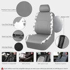 Cow Print Faux Leather Car Seat Covers & Cow Car Mats & Cow Steering Wheel Cover Seat Belt Pads Universal fit for SUV,Van,Saden,Truck Cute Car Accessories Automobile Interior Sets All Gray
