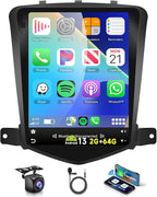 4 Core +64G Car Radio Stereo for Chevrolet Chevy Cruze 2009-2015 with Wireless CarPlay/Android Auto, 9.7 Inch Android 13 Touch Screen GPS Navi WiFi Bluetooth Mirror Link SWC HD Backup Camera