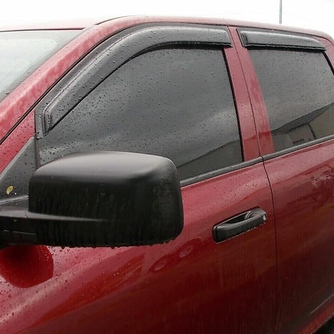 Window Rain Guards Visors for 2009-2018 Dodge Ram 1500 Quad Cab, Out-Channel Window Vent Wind Shades Deflectors for 09-18 Ram 1500 Extended Cab