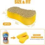 Car Wash Sponge 2 Pack - Large Plush Scratch-Free Cleaning Sponges, High Foam Long-Hair Microfiber Wash Sponge for Cars Trucks SUVs & Household Use