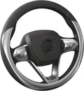 Car Steering Wheel Cover - Universal Car Accessory for Diverse Cars, Durable Leather Cover with Anti-Slip Lining, for Steering Wheel with a Diameter of 14.5"-15", Carbon Gray