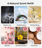 Smart Car Air Fresheners, Ambient Light & Mist Fragrance, Auto On/Off Car Air Freshener Diffuser, Adjustable Intensity, Lasts 6 Months, Built-in Battery, Premium Scents Refill X2 - Mystic Ice