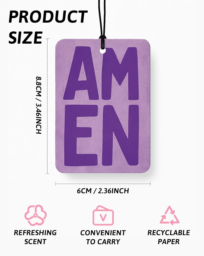 Purple and Blue Christian Car Air Freshener 4 Pcs for Women Girls | Preppy Religious Car Accessories Mirror Decor, Christian Hanging Air Freshener for Cars Closet Drawer Books