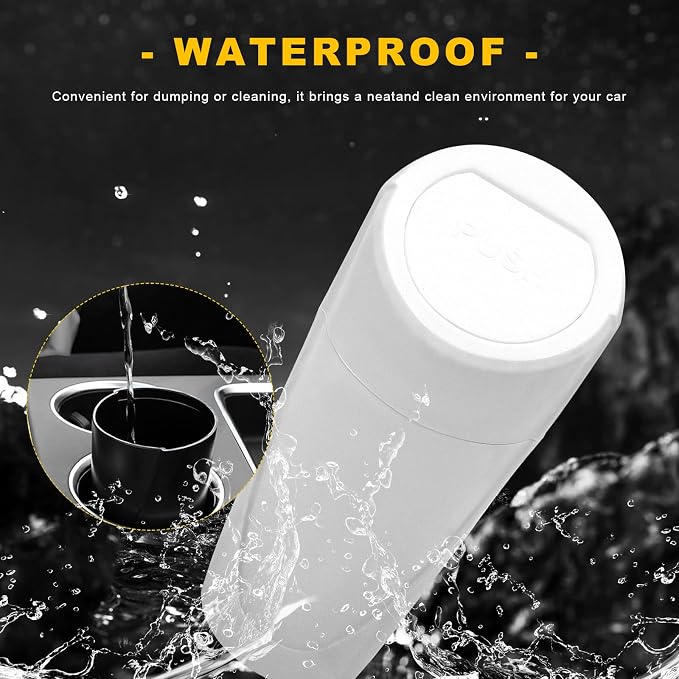 Car Trash Can Bin with Lid, Leakproof Portable Garbage Trash Bin Mini Cup Holder Organizer, Automotive Interior Dustbin Multipurpose Storage Container for Car Home Office (White)