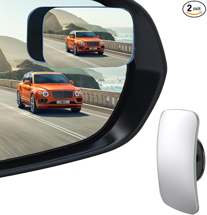 Blind Spot Mirrors - 2 Pack Rectangle HD Glass Frameless Convex Rear View Mirror with Wide Angle Adjustable Stick for Cars, Trucks, And Motorcycles Stuff Rearview Mirror Accessories Decor