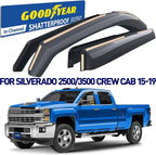 Goodyear Shatterproof Window Deflectors for GMC Sierra 2500HD/3500HD 2015-2019 Crew Cab, Tape-on Rain Guards, Window Visors, Vent Deflector, Vent Visor, Truck Accessories, 4pcs-GY007720