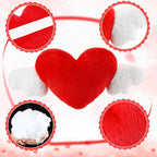 2 Pcs Plush Heart Shaped Pillow with Angel Wings Car Headrest Soft Comfortable Seat Pillow for Driving Travelling Room Office Car Decor, 19.7 x 8.3 Inch(Red)