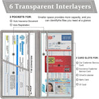 Car Accessories Registration and Insurance Holder,Leather Essential Card Magnetic Shut Vehicle Glove Box Organizer Case for Auto Driver License Document Truck Motorcycle Boat-Grey