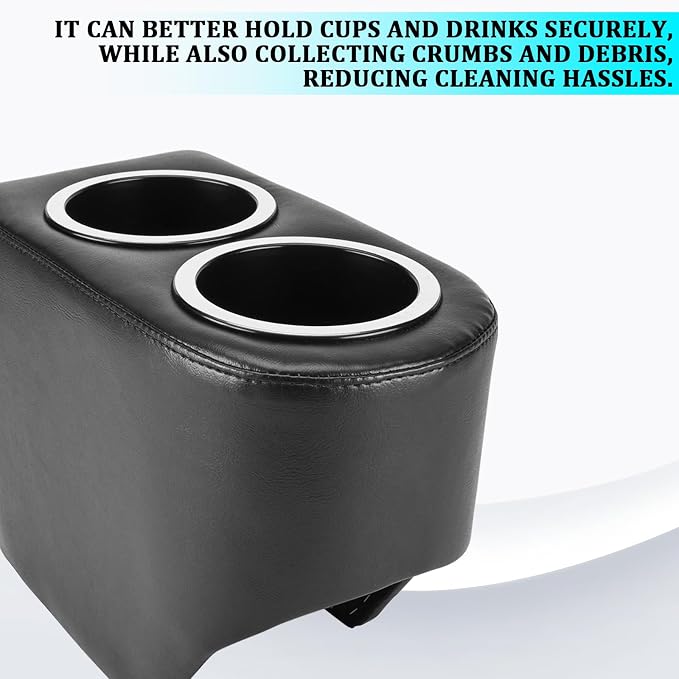 2PCS Black Plastic Cup Holder Insert for Couch Car Boat RV Golf Cart Truck Fixing Water Cups and Drinks, Universal Drop in Cupholder Expander Adapter for 2.8" to 3.7" Cups Base