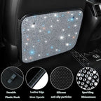 Bling Rhinestone Kick Mats Back Seat Protectors - Premium Car Seat Back Protector with Crystal Diamonds, Fits Most Cars - Stylish Car Interior Decor Accessories for Women & Girls White 2Pcs