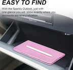 Car Registration and Insurance Holder, Car Accessories Vehicle Glove Box Car Organizer Men Women Wallet Case with Magnetic Shut for Cards, Essential Document, Driver License, Bling Pink