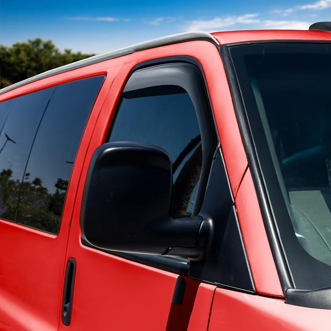 Voron Glass in-Channel Extra Durable Rain Guards for Chevrolet (Chevy) Express Van 1996-2026/GMC Savana 1996-2026, Window Deflectors, Vent Window Visors, 2 Pieces - 210217