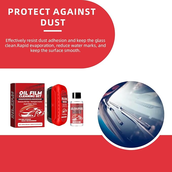 Oil Film Cleaning Brush for Windshield,Improves Driving Visibility(3PCS) | Rain Repellent Windshield Cleaner Tool , Anti-Rain Coating,Windshield Cleaner,Kit with Supplements & Towel