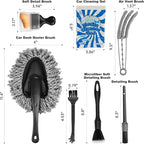 Car Interior Detailing Kit, Microfiber Duster with Cleaning Gel | Scratch-Free, Soft Brush, Complete 6Pcs Set, Deep Crevice, Car & Home Use, Ideal Gift