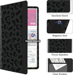 Car Registration and Insurance Holder, with Magnetic Closure for License, Cards and Documents, All Vehicle Needs and Car Accessories (Leopard-Black)